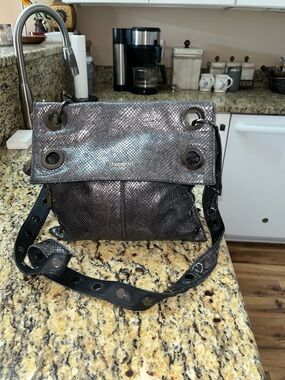 EUC Authentic Hammitt Montana Fold-Over Reversible Snakeskin Print Crossbody